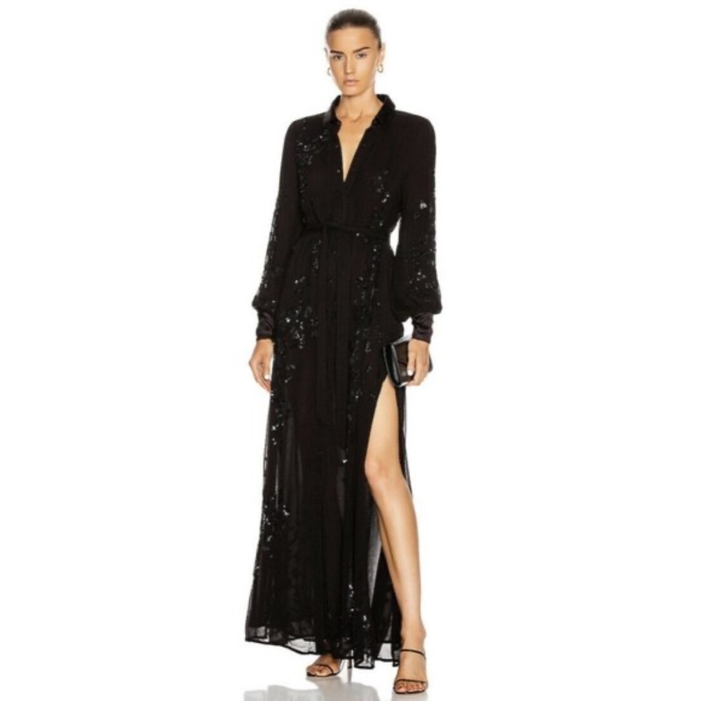 Retrofete Black Sequin Maxi dress size Large NWT
